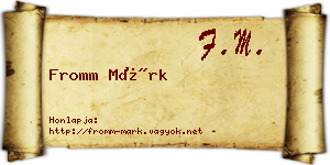 Fromm Márk névjegykártya